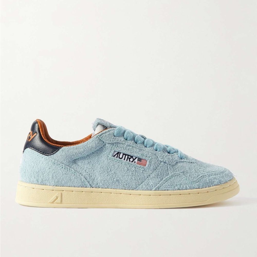 Like New Autry Leather-Trimmed Suede Sneakers